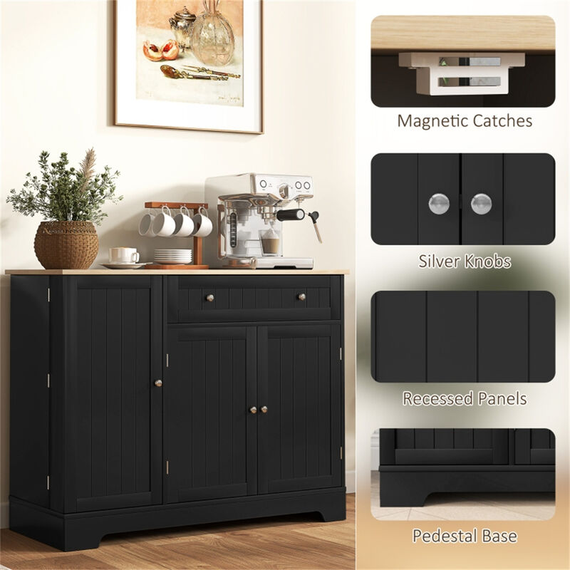 Kitchen Storage Cabinet with Doors and Shelves for Organization