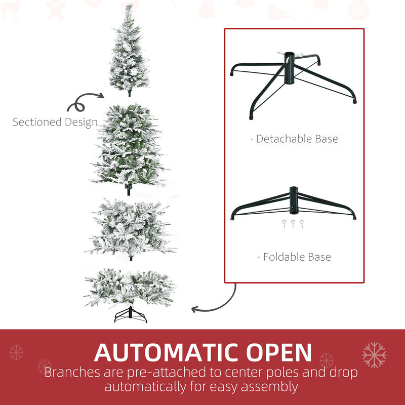 BreeBe Unlit Snow Flocked Artificial Pine Christmas Tree with 1159 Tips image number 5