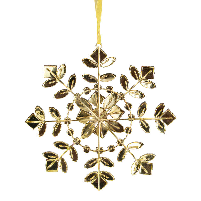 6.5" Green and Red Gem Stone Flowers Snowflake Christmas Ornament image number 4