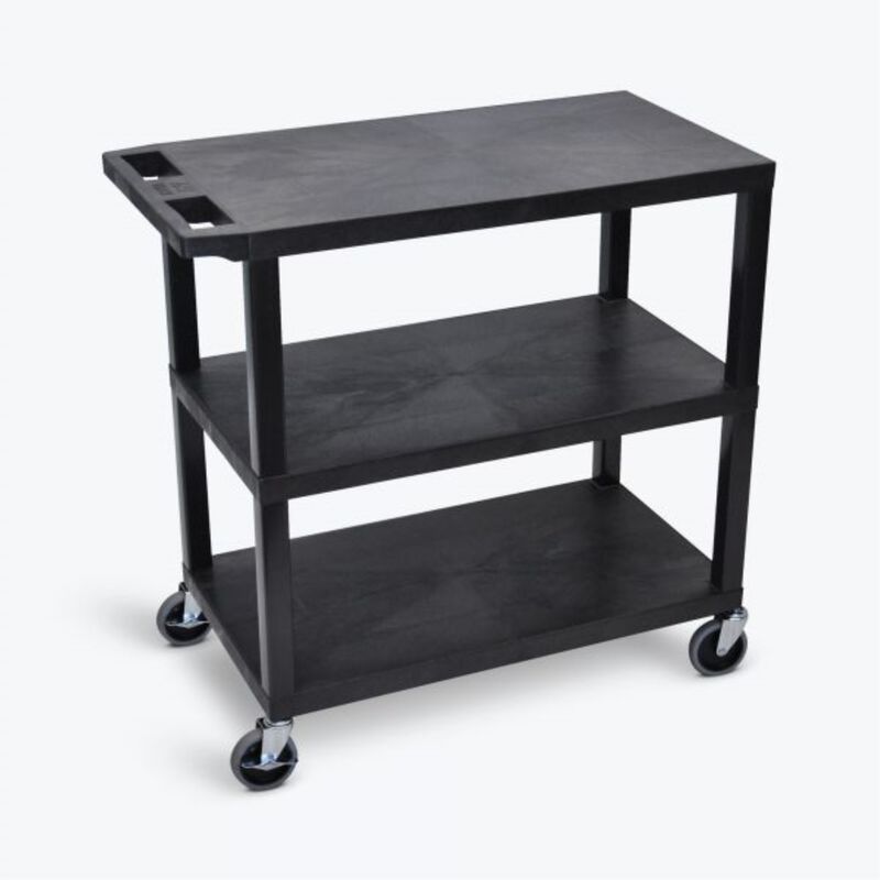 Luxor Black 18x32 Cart 3 Flat Shelves