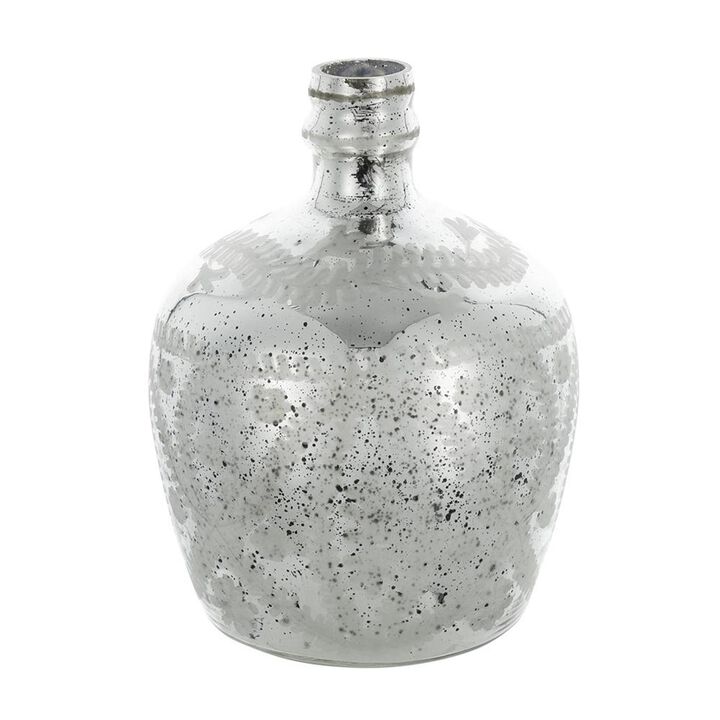 HomeRoots 10" Silver Speckle Glass Table Vase