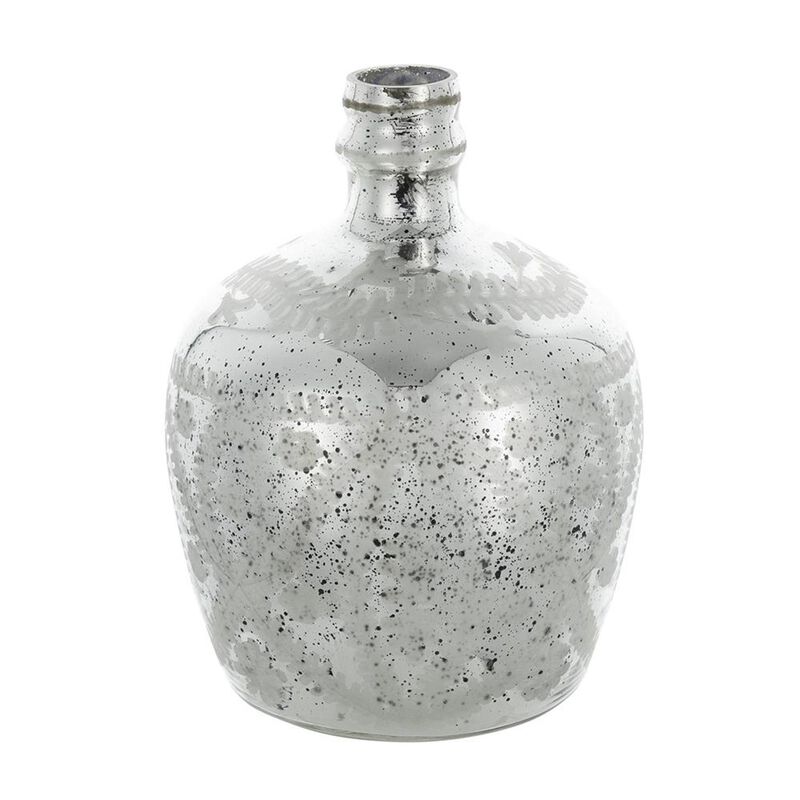 HomeRoots 10" Silver Speckle Glass Table Vase image number 0