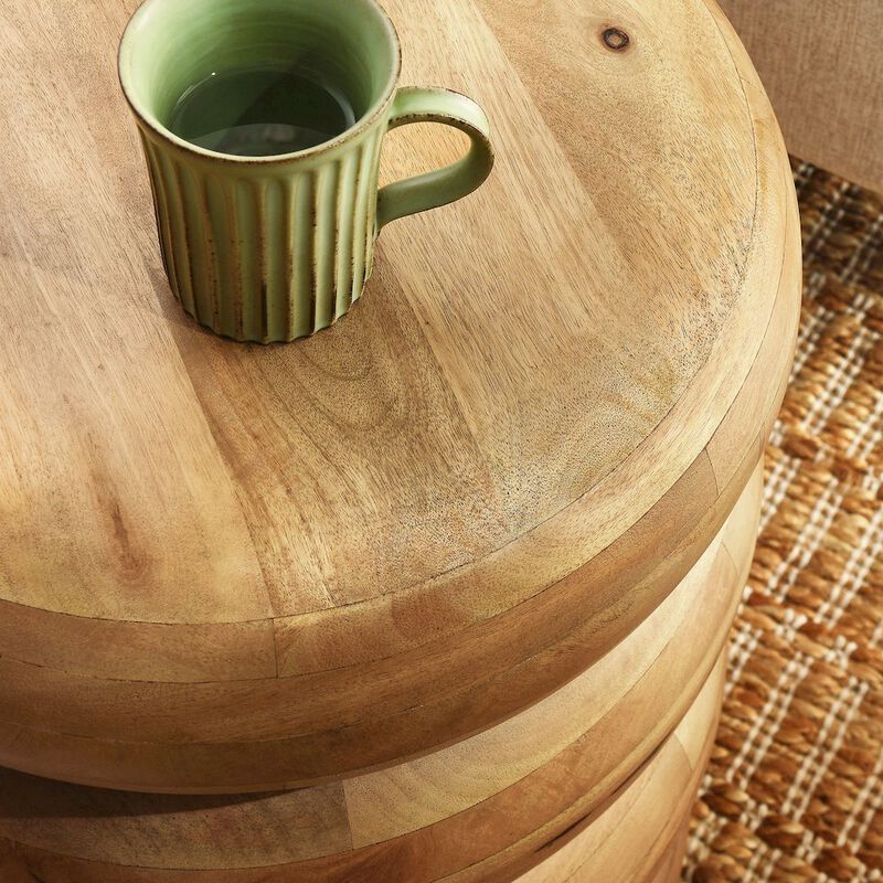 Ellery Round Stacked Wood Side Table image number 7
