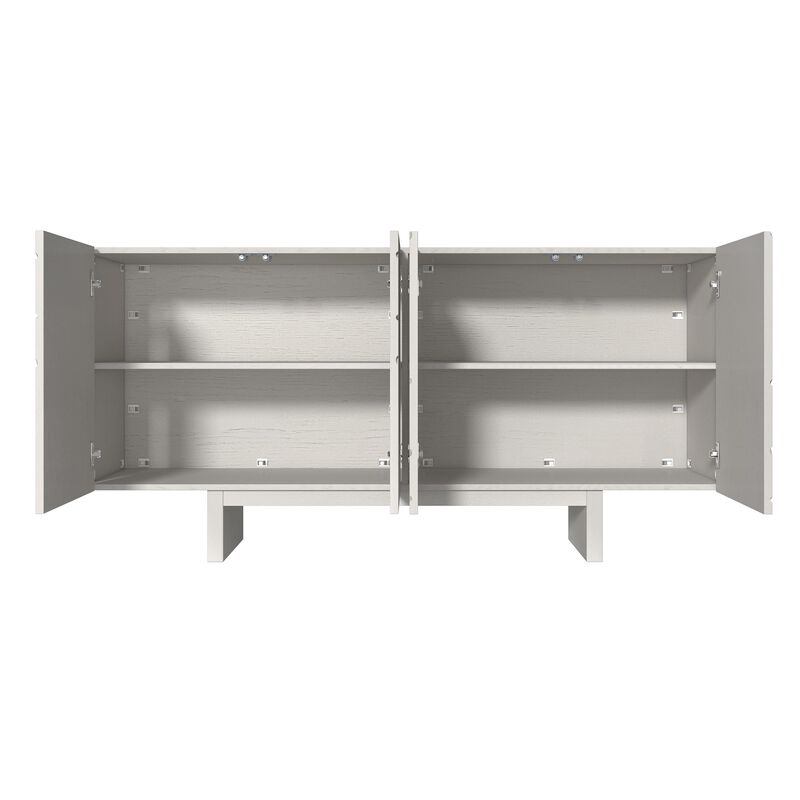 Clihome 63"Sideboard Buffet Cabinet with Adjustable Shelf,Brown Line