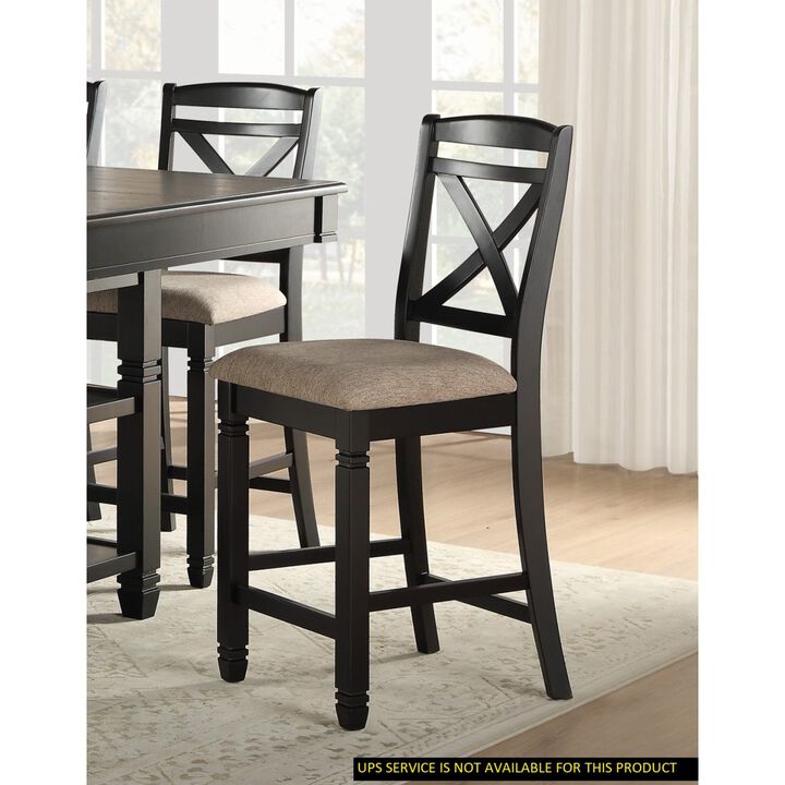 Streamdale 2-Piece Black Dining Chairs with Beige Fabric Seat