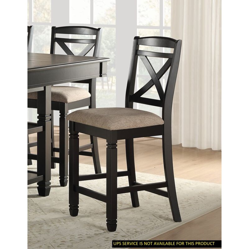 Streamdale 2-Piece Black Dining Chairs with Beige Fabric Seat