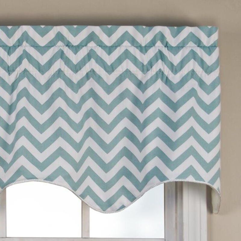 Ellis Curtain Reston High Quality Room Darkening Solid Natural Color Lined Scallop Window Valance - 50 x17", Spa