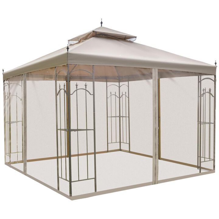 Hivvago 10x10 Patio Gazebo with Double Roof & Netting