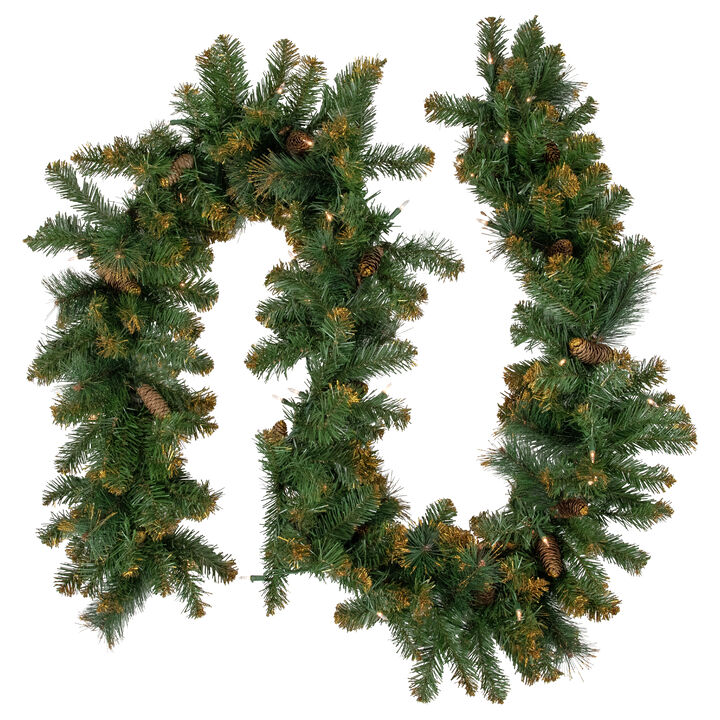 9' x 10" Pre-Lit Yorkville Pine Artificial Christmas Garland - Clear Lights