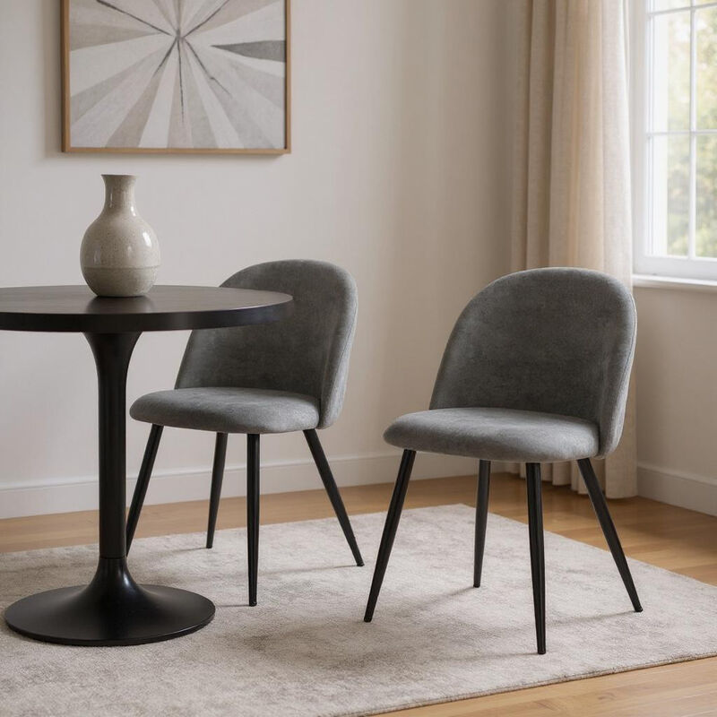 HomeRoots Set of Two Gray and Black Upholstered Fabric Dining Side Chairs