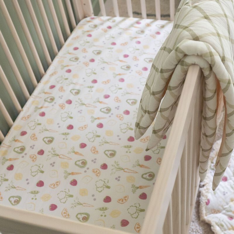Clementine Fruits & Veggies Cotton Fitted Crib Sheet image number 5