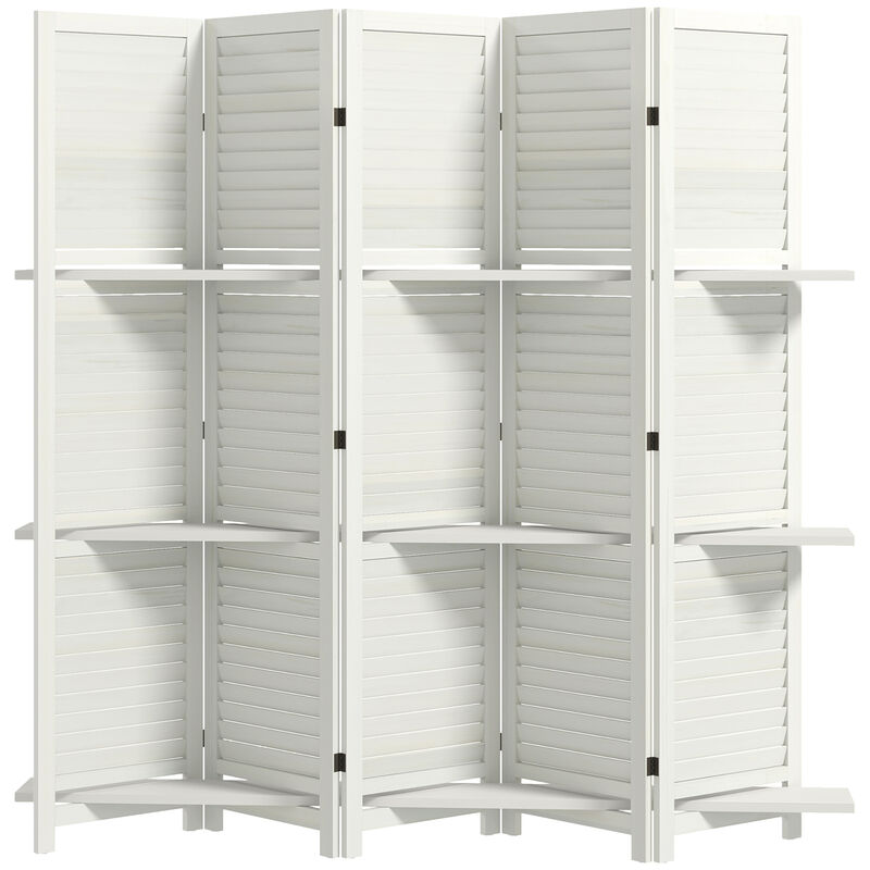 Hivvago 5-Panel Wood Room Divider with Shelves and Storage image number 0