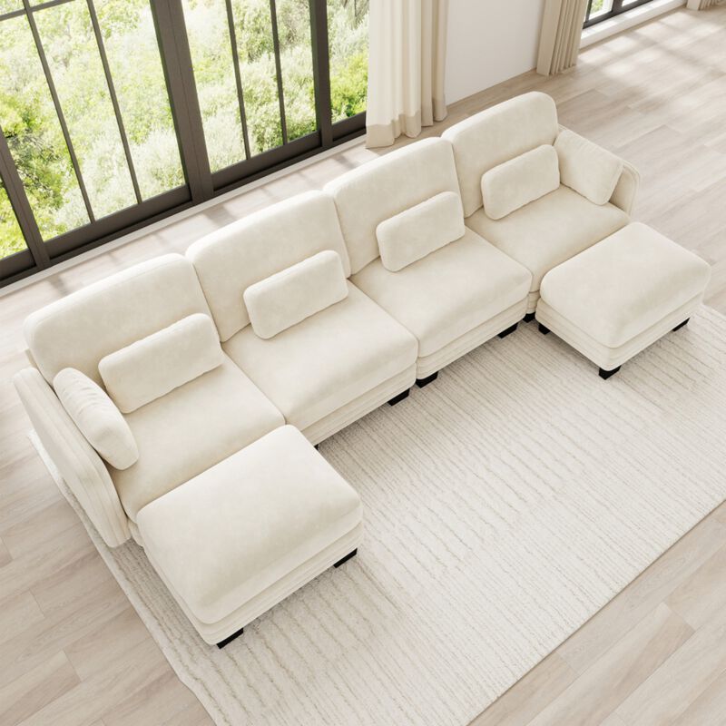 Dresok Chenille U-Shaped Modular Sectional Sofa image number 2