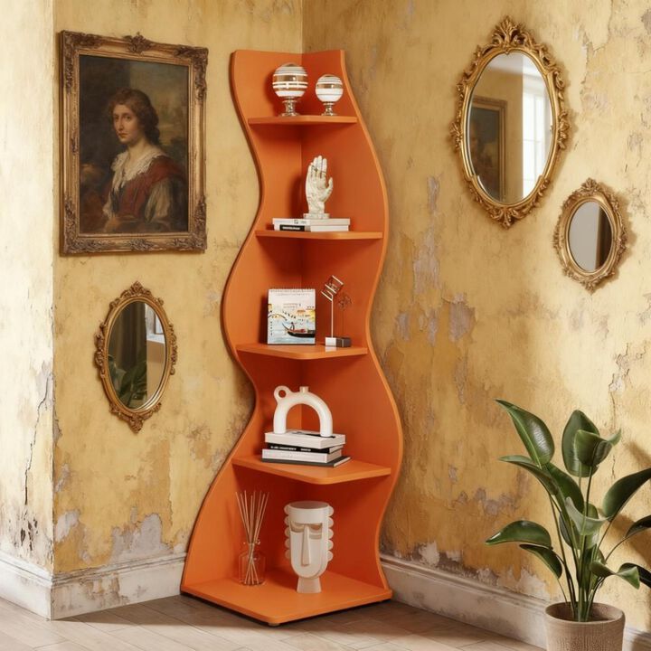 GOODSILO 5-Tier Multi-Functional Corner Bookshelf Storage Rack Plant Stand Organizer