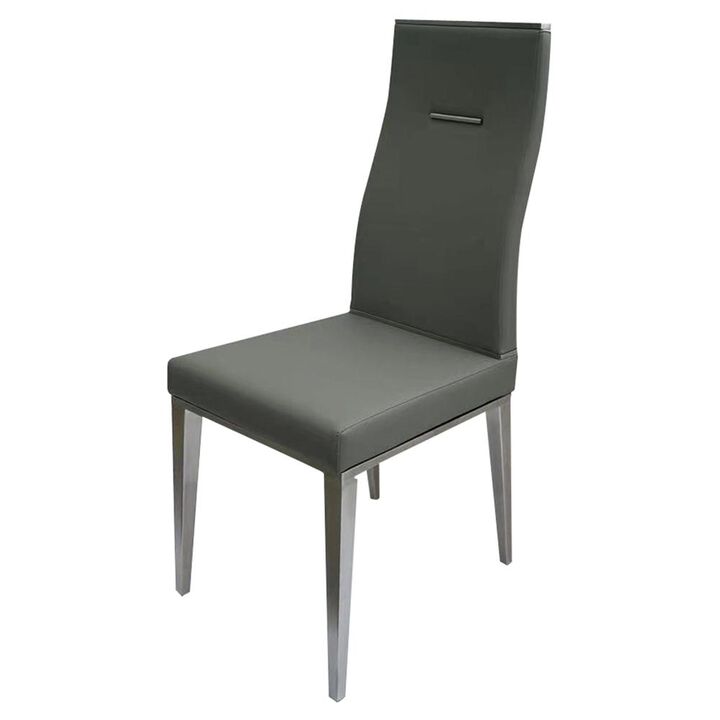 Light Gray Dining Chair With Brushed Stainless Steel, Set Of 4