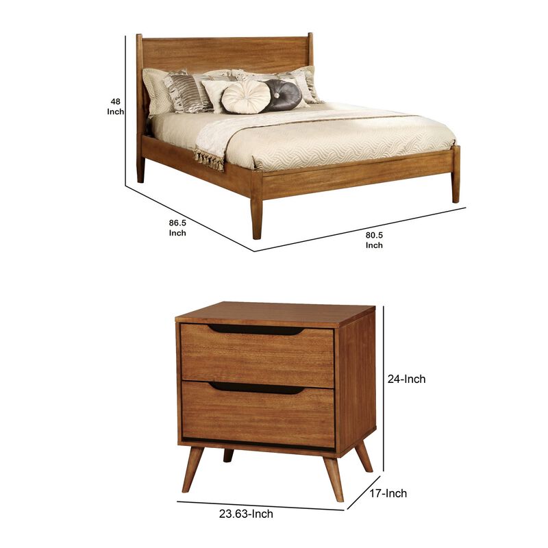 2pc Bedroom Set, Oak Wood, Nightstand image number 4