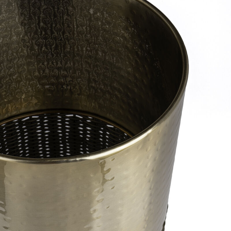 Asher Modern 2-Tone Faux Wicker/Metal Cylinder Waste Basket image number 3