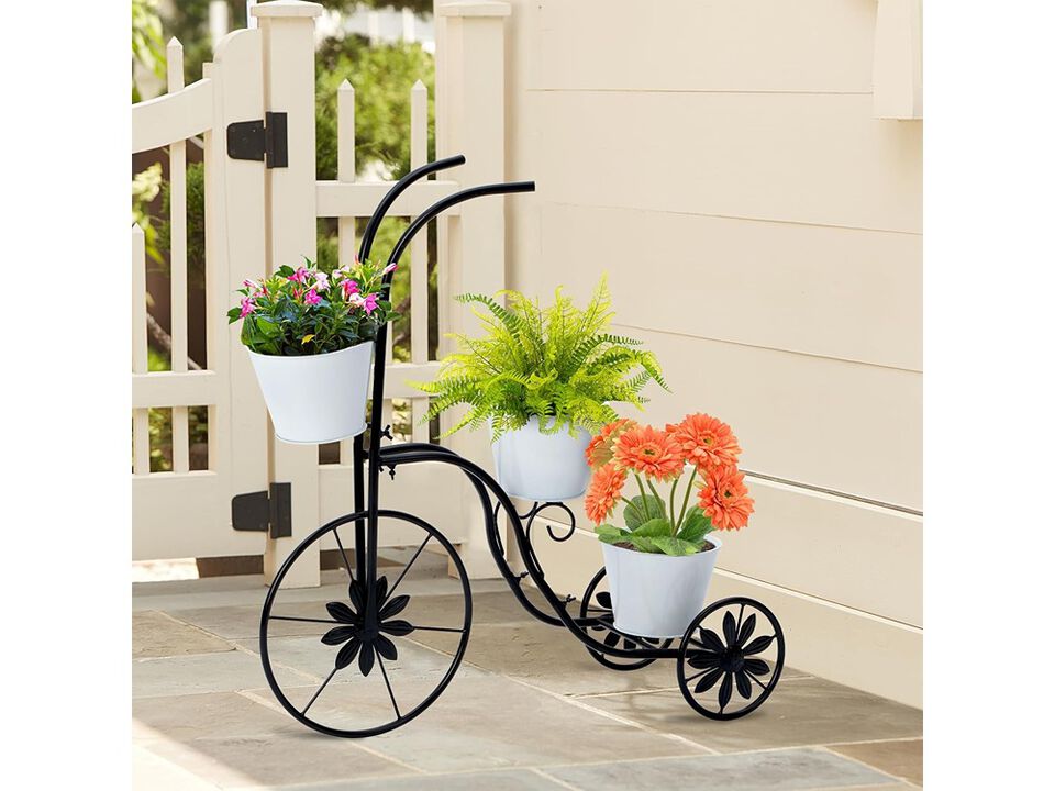 Metal Tricycle Planter, 3 Tier Floral Flower Plant Stand