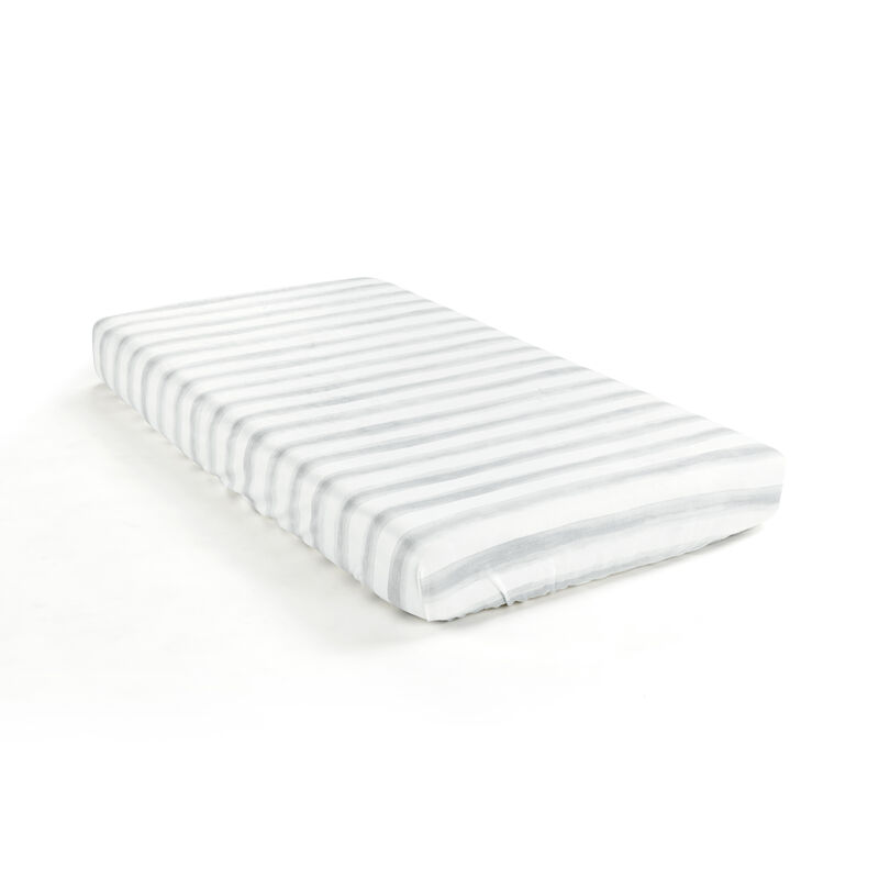 Watercolor Stripe Soft & Plush Fitted Crib Sheet Gray Single 28X52X9