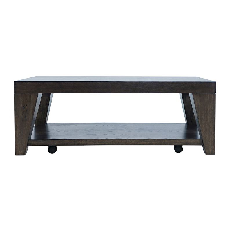 Jofran Modern Contemporary 50 Coffee Table with Storage Shelf and Hidden Casters