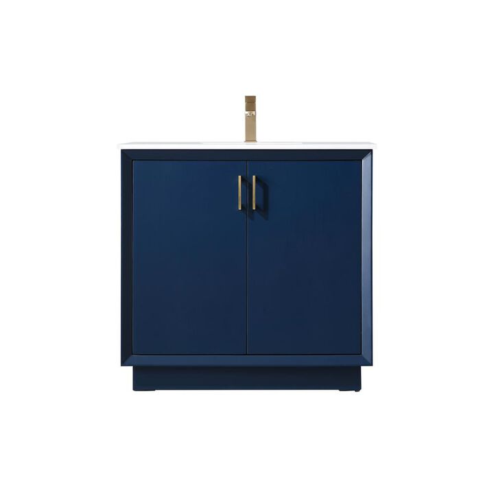 Elegant Kitchen and Bath 36 Inch SIngle Bathroom Vanity In Blue