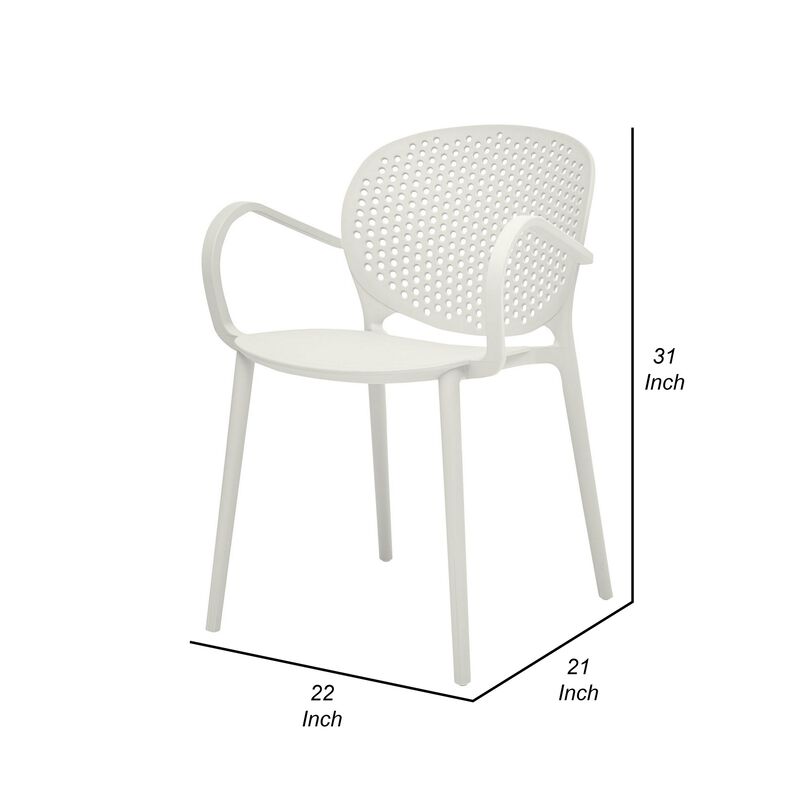 Feni 22 Inch Side Dining Armchair Set of 4, Indoor Outdoor, White Finish - Benzara