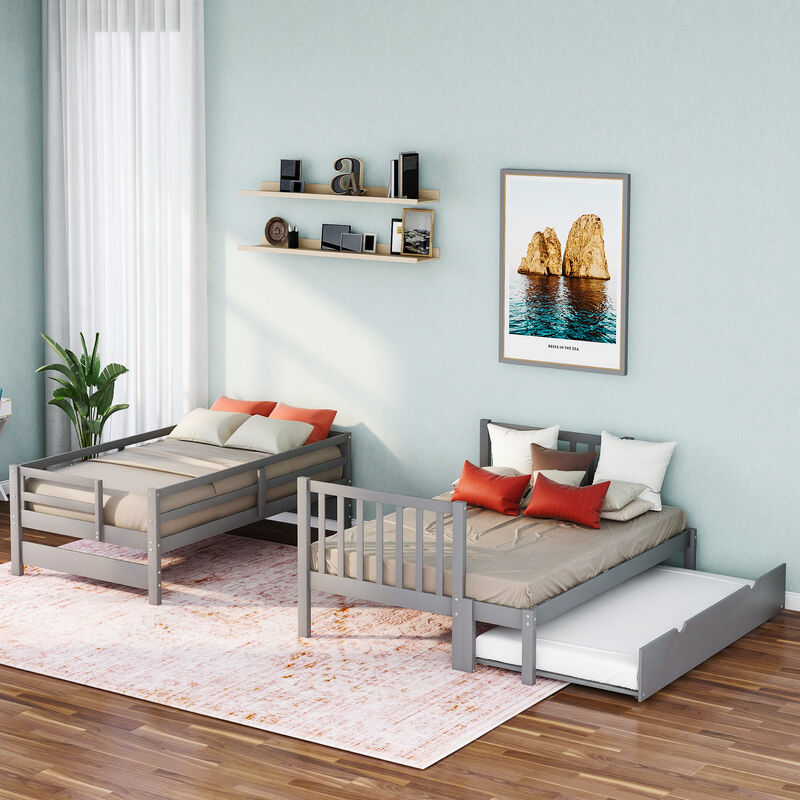 Merax Full Bunk Bed with Twin Size Trundle