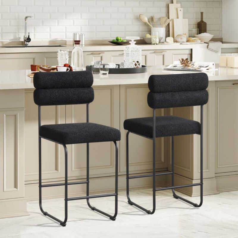 Hivvago Counter Height Bar Stools Set of 2 with Metal Frame and Footrest