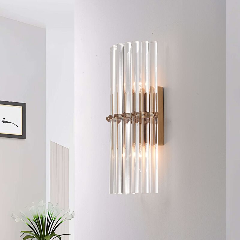 Marisol 2-Light Solid Crystal Glass Bars Mini Wall Sconce image number 1