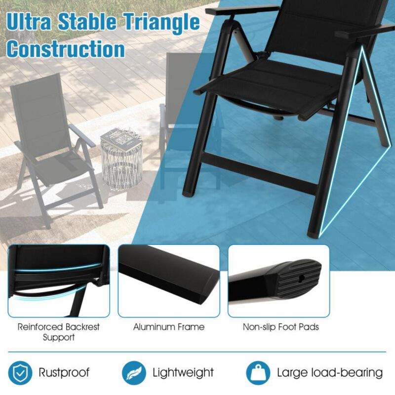 Hivvago Outdoor Dining Chair with Soft Padded Seat and 7-Position Adjustable Backrest