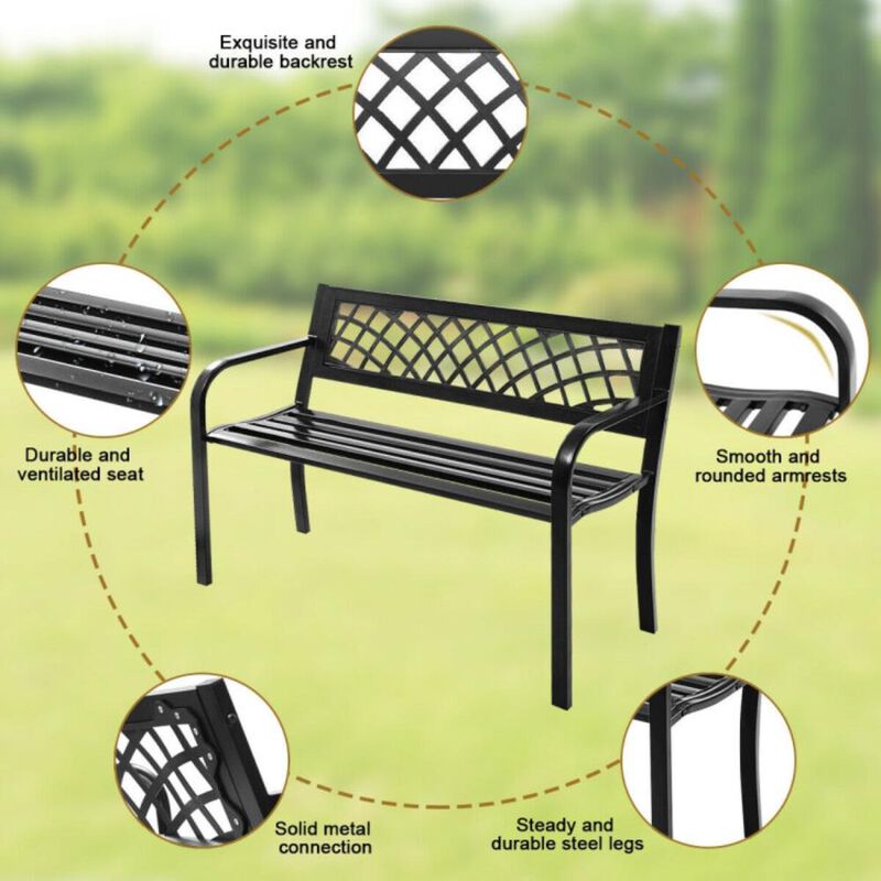Hivvago Bench Deck with Steel Frame for outdoor