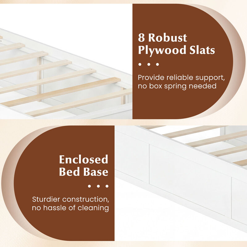 Twin Platform Bed Frame with Built-In Storage Drawers and Headboard image number 6