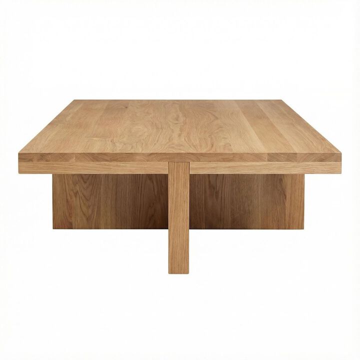 Starlight Canyon Home Brown Rectangular Coffee Table, Solid Oak Top, Wood Frame Contemporary Design