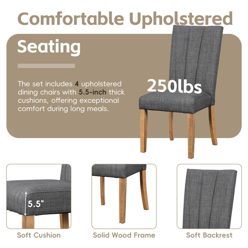 Merax Solid Wood Extendable Dining Table Set with 4 Cushioned Chairs & Bench image number 5