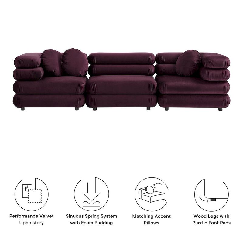 Jubilee 3-Piece Modular Performance Velvet Sectional Sofa image number 1