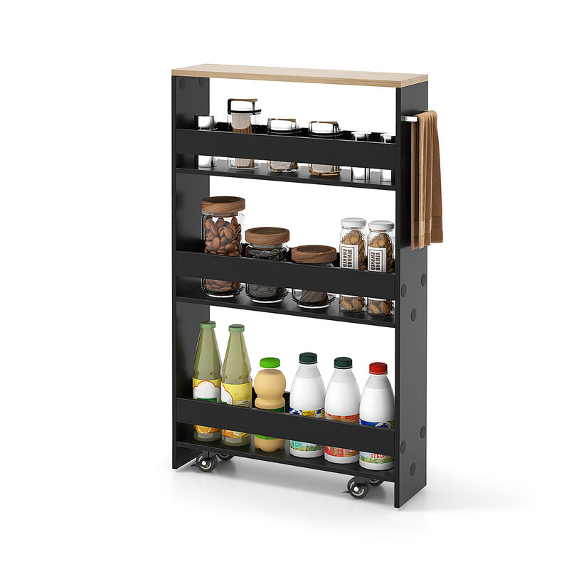 Rolling Kitchen Slim Storage Cart Mobile Shelving Organizer with Handle