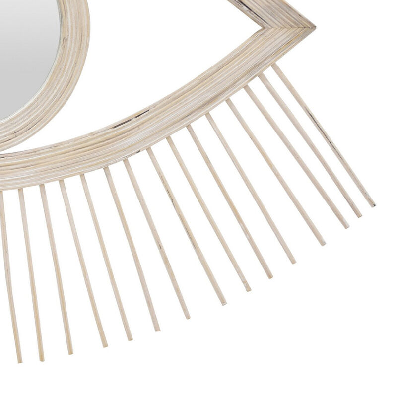 Ruhy Decorative Wall-Mounted Mirror with Eye-Shape Design, White Wood image number 3