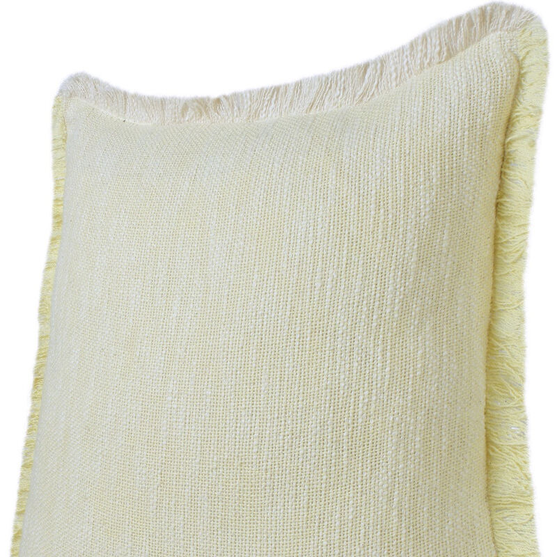 HomeRoots Set of Two 20" Lemon Cotton Throw Pillows with Fringe image number 3