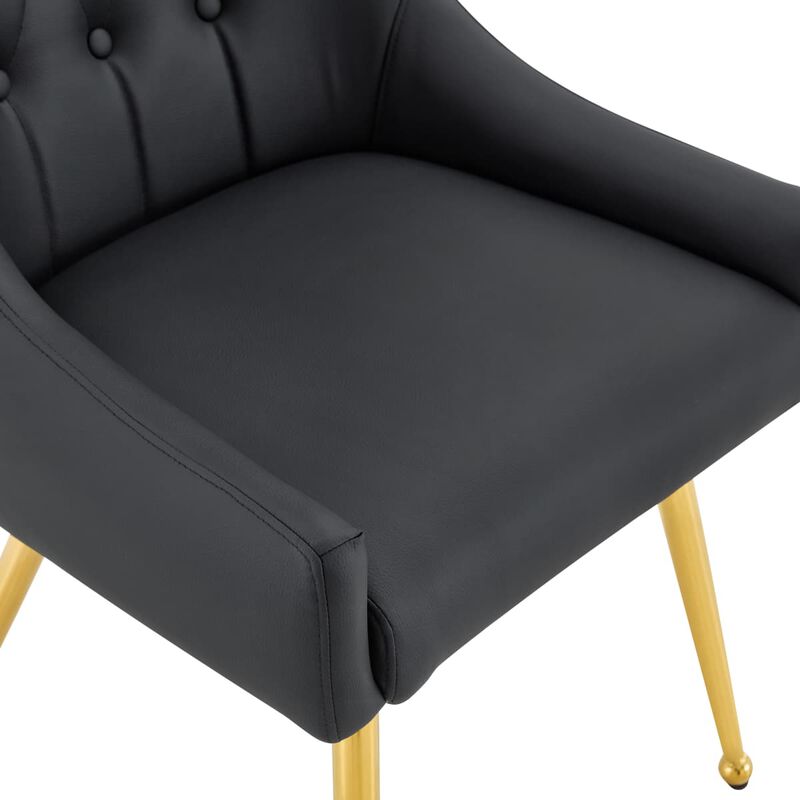 Set of 2 Faux Leather Dining Chairs Diamond Tufted Open Back Side Chairs with Metal Handle Spring and Foam Cushioned Accent Chairs image number 6