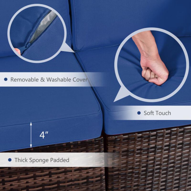 Hivvago 7 Pieces Patio Furniture Set with 35 Inches 50000 BTU Propane Gas Fire Pit Table and Waterproof Cover for Firpit