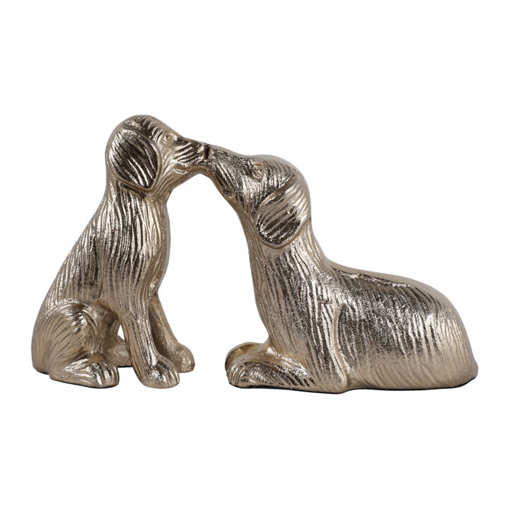 10x6" Kissing Dogs, Gold