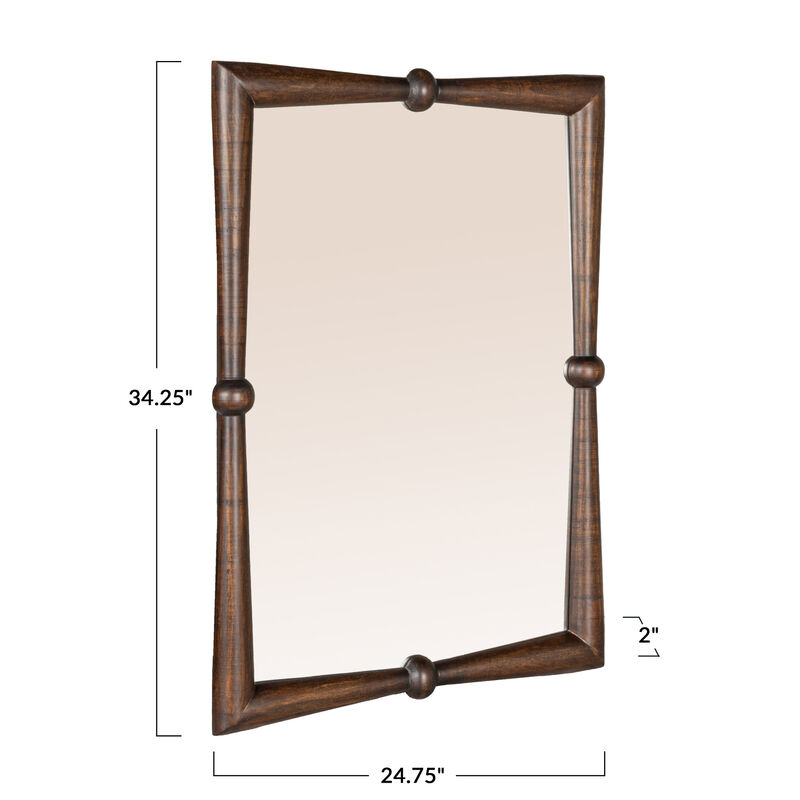 Modern Walnut Finish Mango Wood Wall Mirror image number 2