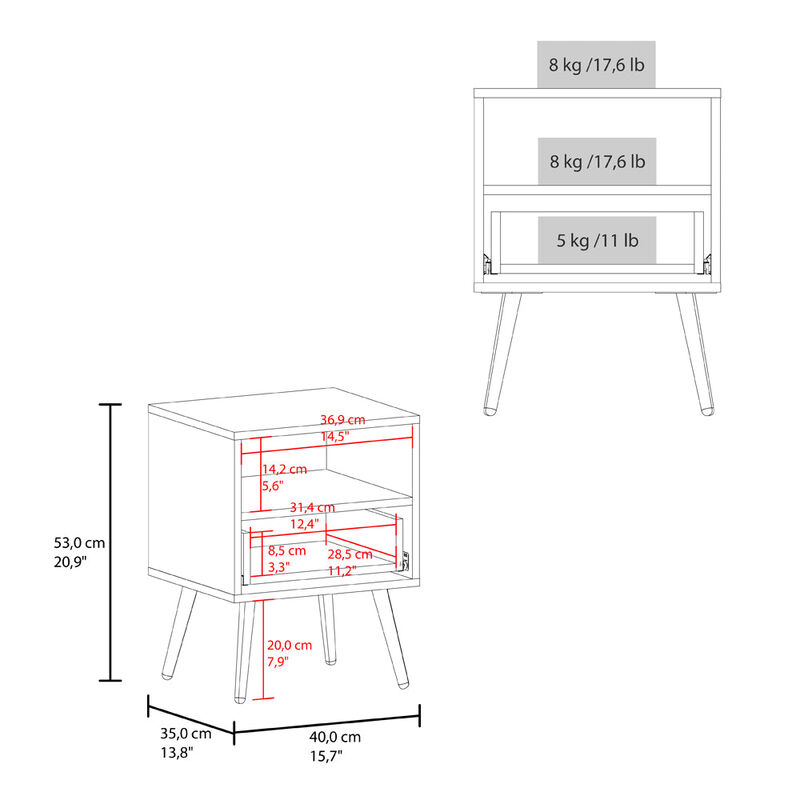 Kechi Nightstand White/Macadamia