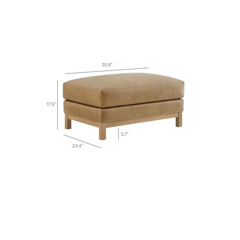 Modway Roscoe Vegan Leather Ottoman in Toast - Faux Leather Rectangular Footstool for Living Room, Bedroom, or Lounge Seating image number 2