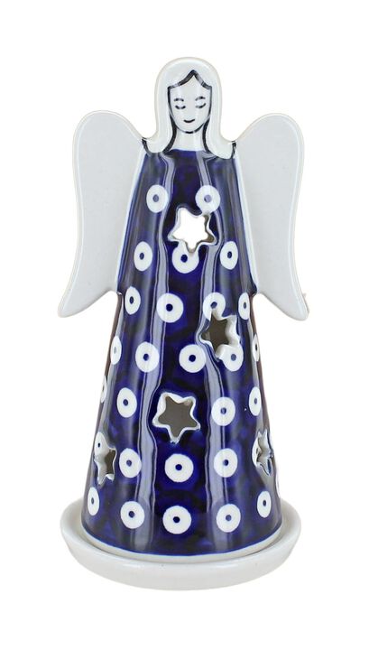 Blue Rose Polish Pottery Small Dots Small Angel Luminary