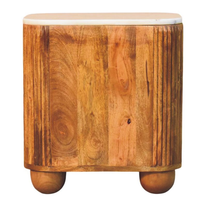 Artisan Furniture Solid Wood Marble Crest Bedside, 2 Drawers, Brown image number 7