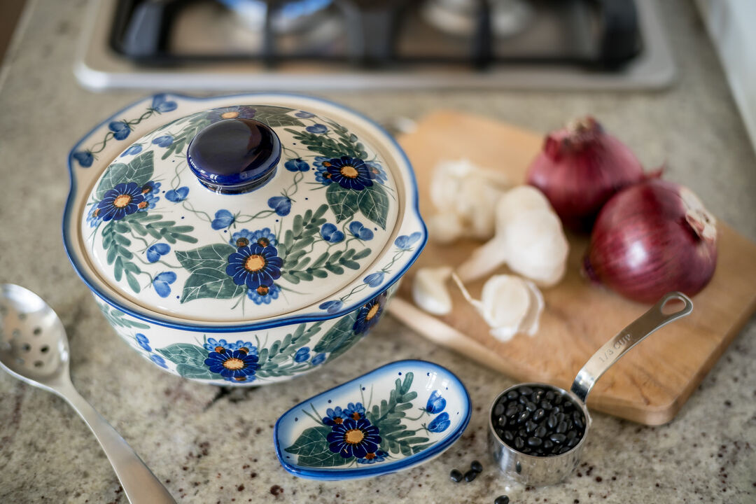 Blue Rose Polish Pottery Yellow Daisy Small Spoon Rest