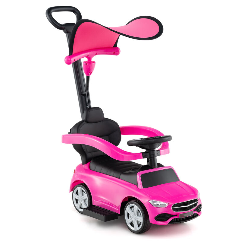 3 in 1 Toddler Ride On Push Car with Canopy Sliding Function and Stroller image number 0
