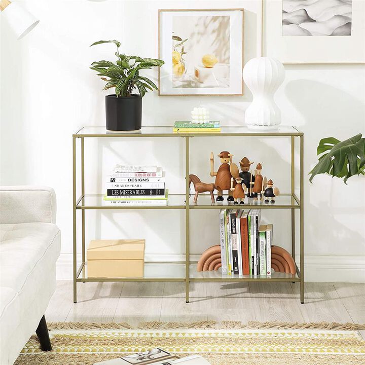 BreeBe Modern Design Golden Glass Console Sofa Table
