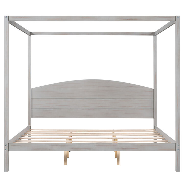 Merax Canopy Platform Bed with Headboard